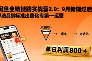 （16265期）闲鱼变现课3.0：掌握链接优化、流量提升、商业变现，单日利润800+