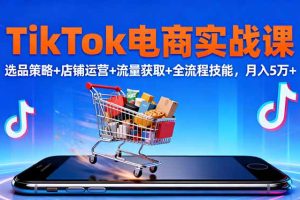 （16422期）TikTok电商实战课10月，选品策略+店铺运营+流量获取+全流程技能，月入5万+