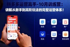 （16448期）拼多多运营高手-10月训练营：讲解从新手到高阶玩法的完整运营体系！