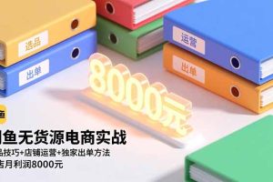 （16497期）闲鱼无货源电商实战，选品技巧+店铺运营+独家出单方法，单店月利润8000元