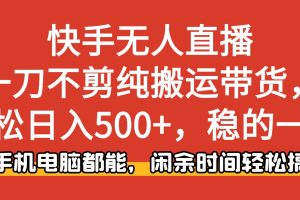 （16500期）快手无人直播，一刀不剪纯搬运带货轻松日入500+，稳的一批，手机电脑都…