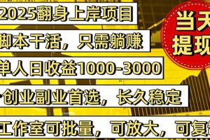 （16501期）2025翻身上岸项目脚本干活，内部客户经理内部开号，单人日收益1000-300…