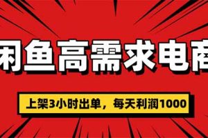 （16672期）闲鱼高利润电商，当天上架当天出单，一单利润300