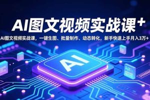 （16749期）AI图文视频实战课，一键生图、批量制作、动态转化，新手快速上手月入3万+