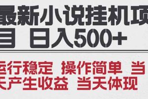 （16794期）2025全新小说挂机项目 年前吃肉 操作简单，单机当天收益1000+，收益无上限，可矩阵操作
