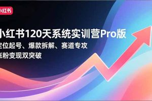 （16829期）小红书120天系统实训营Pro版，定位起号、爆款拆解、赛道专攻，实现涨粉变现双突破