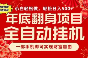 （16889期）副业首选，一部手机，轻松日入500+，年底翻身项目
