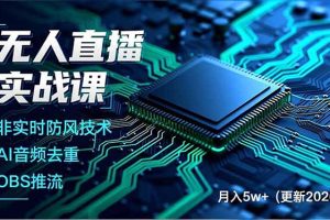 （17012期）无人直播实战课，非实时防风技术、AI音频去重、OBS推流，建立技术壁垒，月入5w+（更新2026）