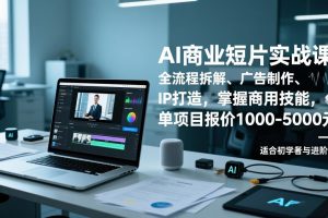 （17051期）AI商业短片实战课，全流程拆解、广告制作、IP打造，掌握商用技能，单项目报价1000-5000元