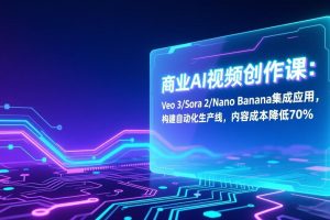 （17070期）商业AI视频创作课：Veo 3/Sora 2/Nano Banana集成应用，构建自动化生产线，内容成本降低70%