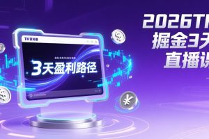 （17147期）2026TK掘金直播课，起号涨粉+直播带货+商单变现+3天打通盈利路径，月入过万美金