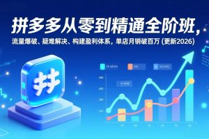 （17148期）拼多多从零到精通全阶班，流量爆破、疑难解决，构建盈利体系，单店月销破百万(更新2026)
