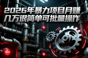 （17218期）2026年暴力项目月赚几万很简单可批量操作，成本低，利润大