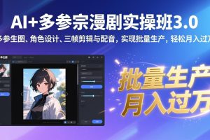 （17283期）AI+多参宗漫剧实操班3.0：多参生图、角色设计、三帧剪辑与配音，实现批量生产，轻松月入过万