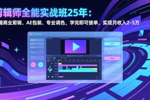 （17294期）剪辑师全能实战班25年：掌握商业剪辑、AE包装、专业调色，学完即可接单，实现月收入2-5万