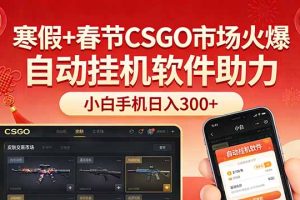 （17429期）寒假+春节CSGO市场火爆，配合游戏自动挂机软件，小白只用一台手机也可日入300+