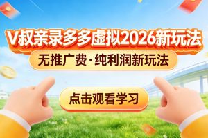 （17445期）0 成本起步！拼多多虚拟电商新玩法，V 叔带你日入三张
