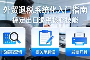 （17601期）外贸退税系统化入门指南：HS编码查询+报关单解读+发票开具，一套课程搞定出口退税核心技能