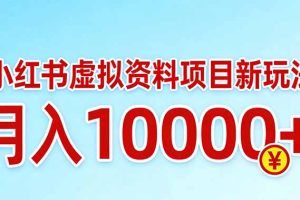 （17631期）小红书虚拟资料项目最新玩法，月入10000＋