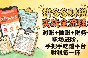 （17678期）拼多多财税实操全流程：对账+做账+税务+职场进阶，手把手吃透平台财税每一环