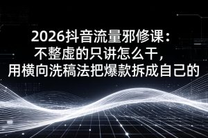 （17725期）2026抖音流量邪修课：不整虚的只讲怎么干，用横向洗稿法把爆款拆成自己的