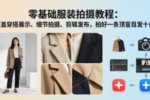 （17829期）零基础服装拍摄教程：覆盖穿搭展示、细节拍摄、剪辑发布，拍好一条顶盲目发十条