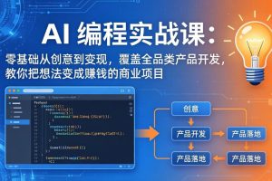 （17895期）AI编程实战课-第三期-更新：零基础从创意到变现，覆盖全品类产品开发，把想法变成赚钱的项目