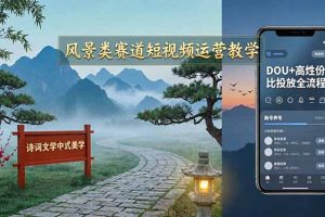 （17992期）风景类赛道短视频运营教学：诗词文学中式美学，新号养号对标账号定位，DOU+高性价比投放全流程