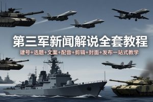 （18081期）第三军迷新闻解说全套教程：建号+选题+文案+配音+剪辑+封面+发布一站式教学