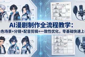 （18090期）AI漫剧制作全流程教学：角色场景+分镜+配音剪辑+一致性优化，零基础快速上手