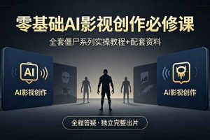 （18185期）零基础AI影视创作必修课，全套僵尸系列实操教程加配套资料，全程答疑带你独立完整出片