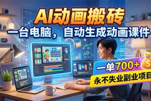 （18239期）AI动画搬砖，一台电脑，自动生成动画课件，一单800+  永不失业副业项目！