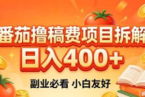 （18255期）番茄撸稿费项目拆解，日入400+，2026王牌项目！副业必看，0 门槛躺赚，小白副业首选！
