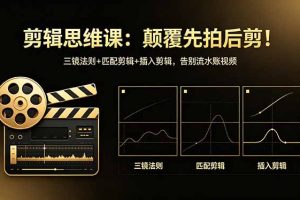 （18285期）剪辑思维课：颠覆先拍后剪！三镜法则+匹配剪辑+插入剪辑，告别流水账视频