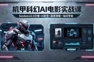 （18303期）机甲科幻 AI 电影实战课，Seedance2.0 分镜 + AI 配音 + 画质增强一站式学会