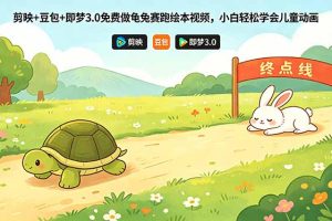 （18434期）剪映+豆包+即梦3.0免费做龟兔赛跑绘本视频，小白轻松学会儿童动画
