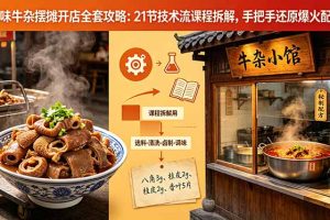 （18601期）原味牛杂摆摊开店全套攻略：21节技术流课程拆解，手把手还原爆火配方