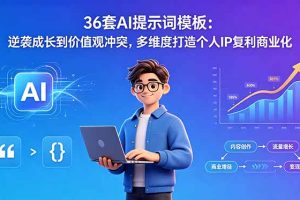 （18630期）36套AI提示词模板：逆袭成长到价值观冲突，多维度打造个人IP复利商业化