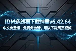 （18688期）IDM多线程下载神器v6.42.64中文免费版，免费免激活，可以下载网页视频（例如飞书文档内的视频）