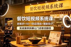 （18712期）餐饮短视频系统课：老板IP+10+1到店理由+爆款钩子，实战案例拆解让门店客流翻倍