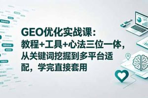 （18717期）GEO优化实战课：教程+工具+心法三位一体，从关键词挖掘到多平台适配，学完直接套用