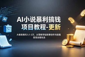 （19030期）AI小说暴利搞钱项目教程-更新，大佬亲测月入1-3万，从零教学短故事创作与投稿变现全套玩法