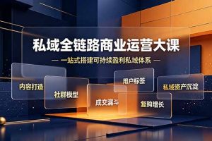 （19166期）私域全链路商业运营大课，内容打造社群模型成交漏斗，一站式搭建可持续盈利私域体系