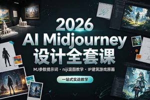 （19209期）2026 AI Midjourney设计全套课，MJ参数提示词niji混图教学，IP建筑游戏原画一站式实战教学