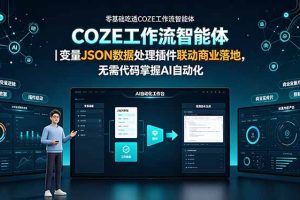 （19243期）零基础吃透COZE工作流智能体｜变量JSON数据处理插件联动商业落地，无需代码掌握AI自动化
