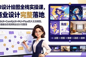 （19244期）AI设计绘图全栈实操课，WebUI+ComfyUI+MJ+Flux四大主流模型，静态插画动态视频商业设计完整落地教程