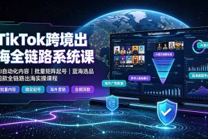 （19425期）TikTok跨境出海全链路系统课-2026年7月：AI自动化内容｜批量矩阵起号｜蓝海选品回款全链路出海实操课程