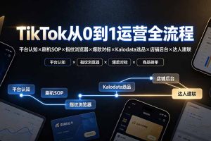 （19480期）TikTok从0到1运营全流程：平台认知×刷机SOP×指纹浏览器×爆款对标×Kalodata选品×店铺后台×达人建联