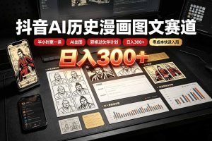 （19498期）抖音AI历史漫画图文赛道：半小时更一条×AI出图×邪修过伙伴计划×日入300+，零成本快速入局