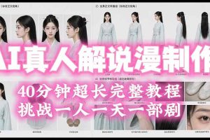 （19508期）2026AI真人解说漫剧制作40分钟超长完整教程：自动批量化制作，挑战一人一天一部剧！